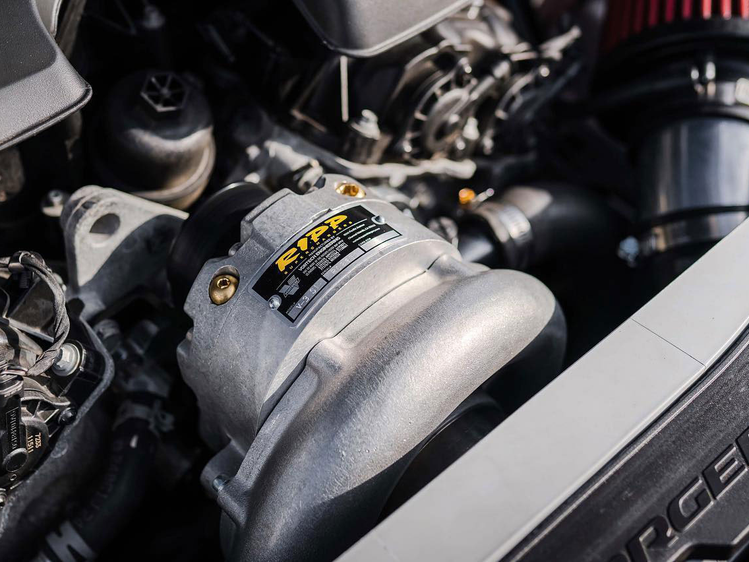Angled view of the RIPP supercharger system, illustrating robust design and efficiency